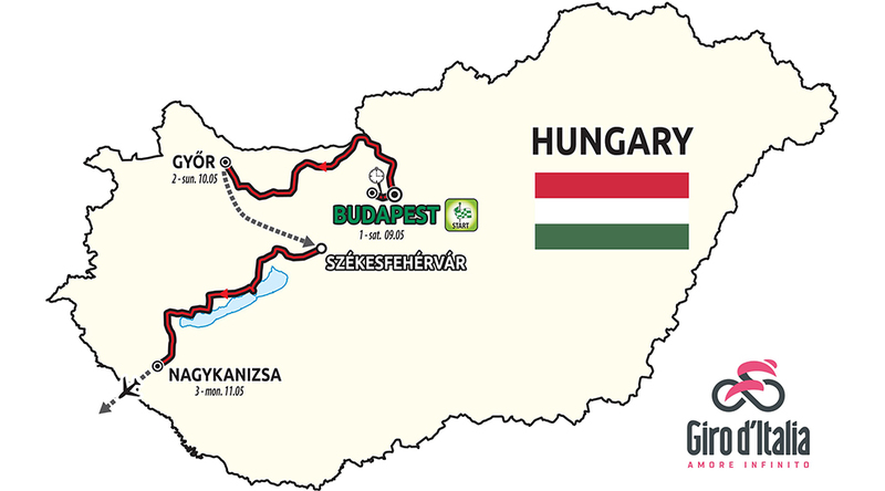 Die ersten drei Giro-Etappen 2020 werden in Ungarn ausgetragen. Grafik: Veranstalter