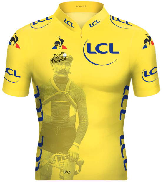 Eugène Christophe ziert das Das Gelbe Trikot auf der 13. Etappe der Tour de France 2019. Grafik: A.S.O.