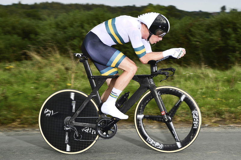 Rohan Dennis fuhr auf einem BMC-Rad zum WM-Titel. Foto: Yorkshire 2019/SWPix.com