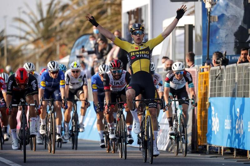 Wout van Aert feierte den Auftaktsieg bei Tirreno-Adriatico. Foto: Cor Vos/Jumbo Visma