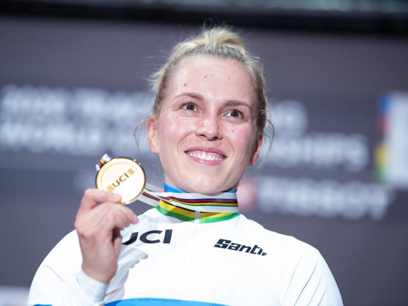 Bahnrad-Weltmeisterin Emma Hinze. Foto: Sebastian Gollnow/dpa
