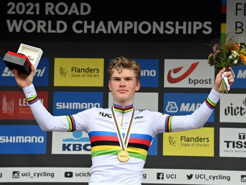 Per Strand Hagenes ist neuer Rad-Weltmeister der Junioren. Foto: David Stockman/BELGA/dpa