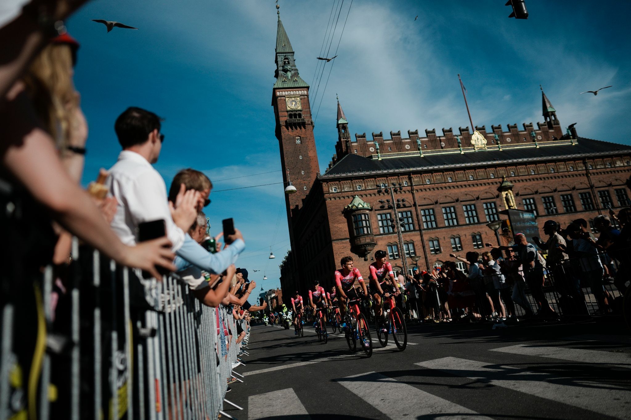 Dänemark feiert sich und den Tour-Start. Foto: Thibault Camus/AP/dpa