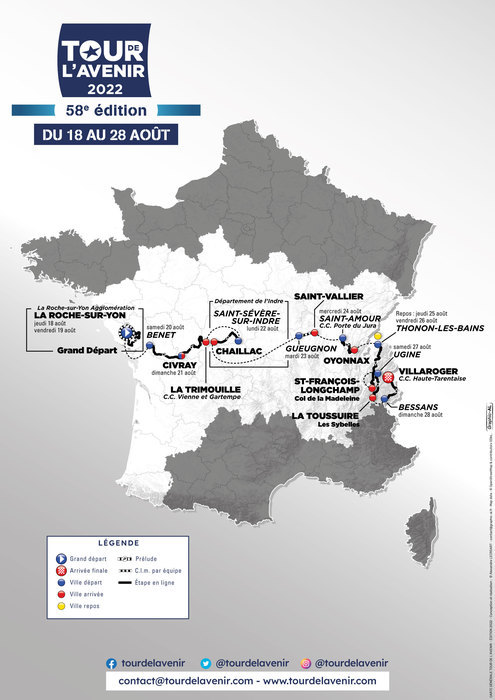 Die Strecke der Tour de l'Avenir 2022. Grafik: ASO