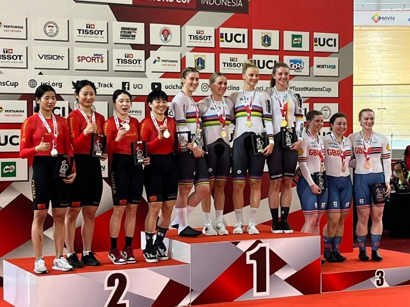Die deutschen Teamsprinterinnen siegten auch beim Nationencup in Jakarta. Foto: BDR