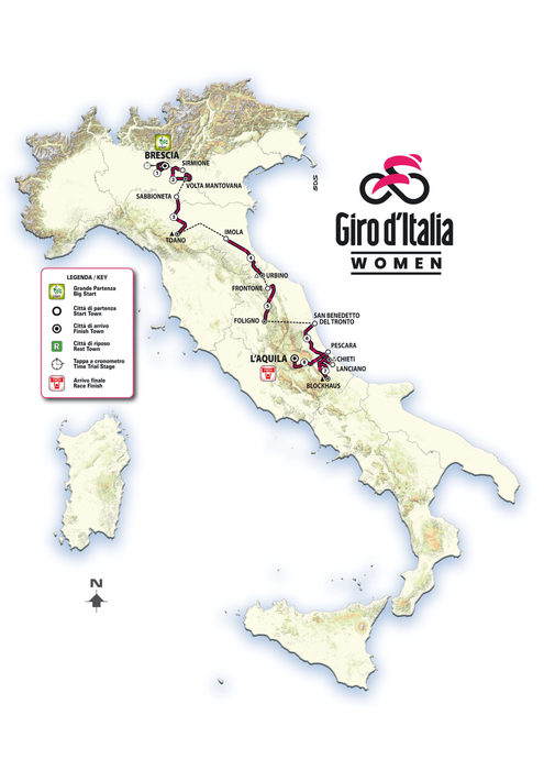 Die Strecke des Giro Donne 2024. Grafik: RCS Sport