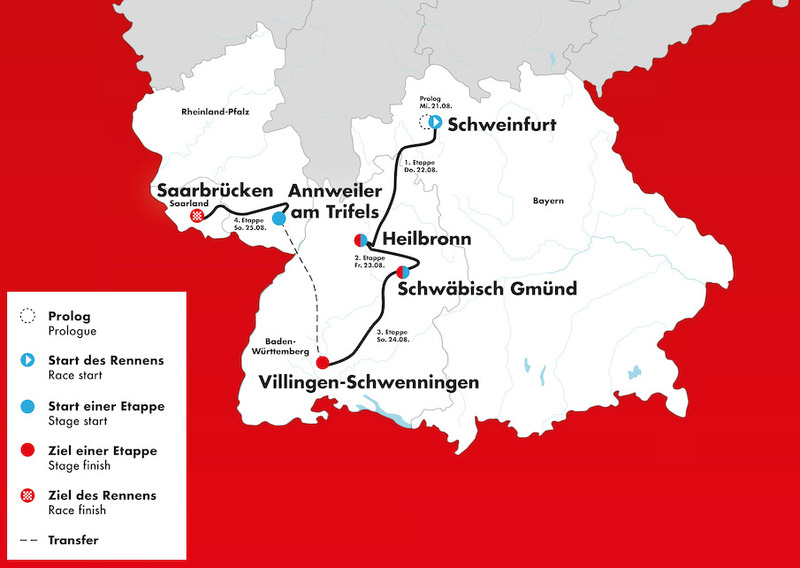Die Strecke der Deutschland-Tour 2024. Grafik: A.S.O.